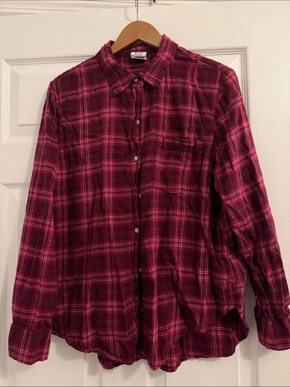 GAP Burgundy Plaid Button-Down Shirt